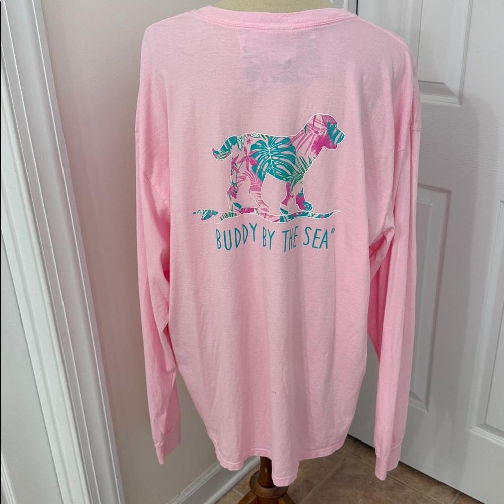 Comfort Colors Buddy By The Sea Pink Long Sleeve Graphic Tee
